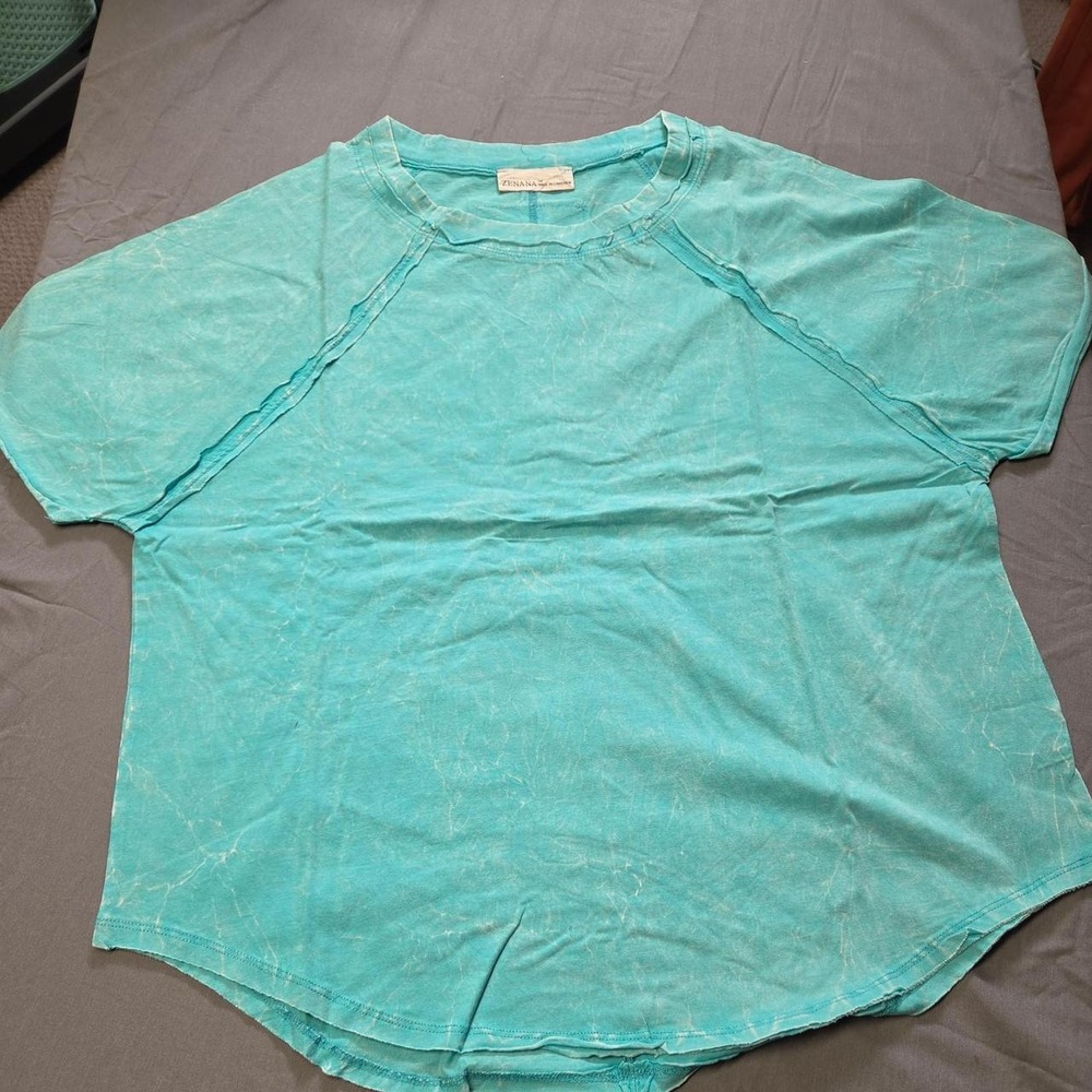 Zenana Turquoise Mineral Washed T-shirt
